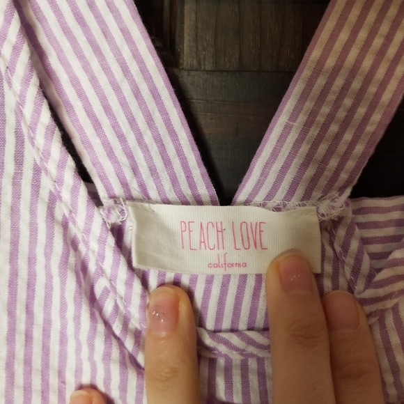 NWOT Purple and White Seersucker Ruffle and Bow Tank Top - Picture 7 of 8